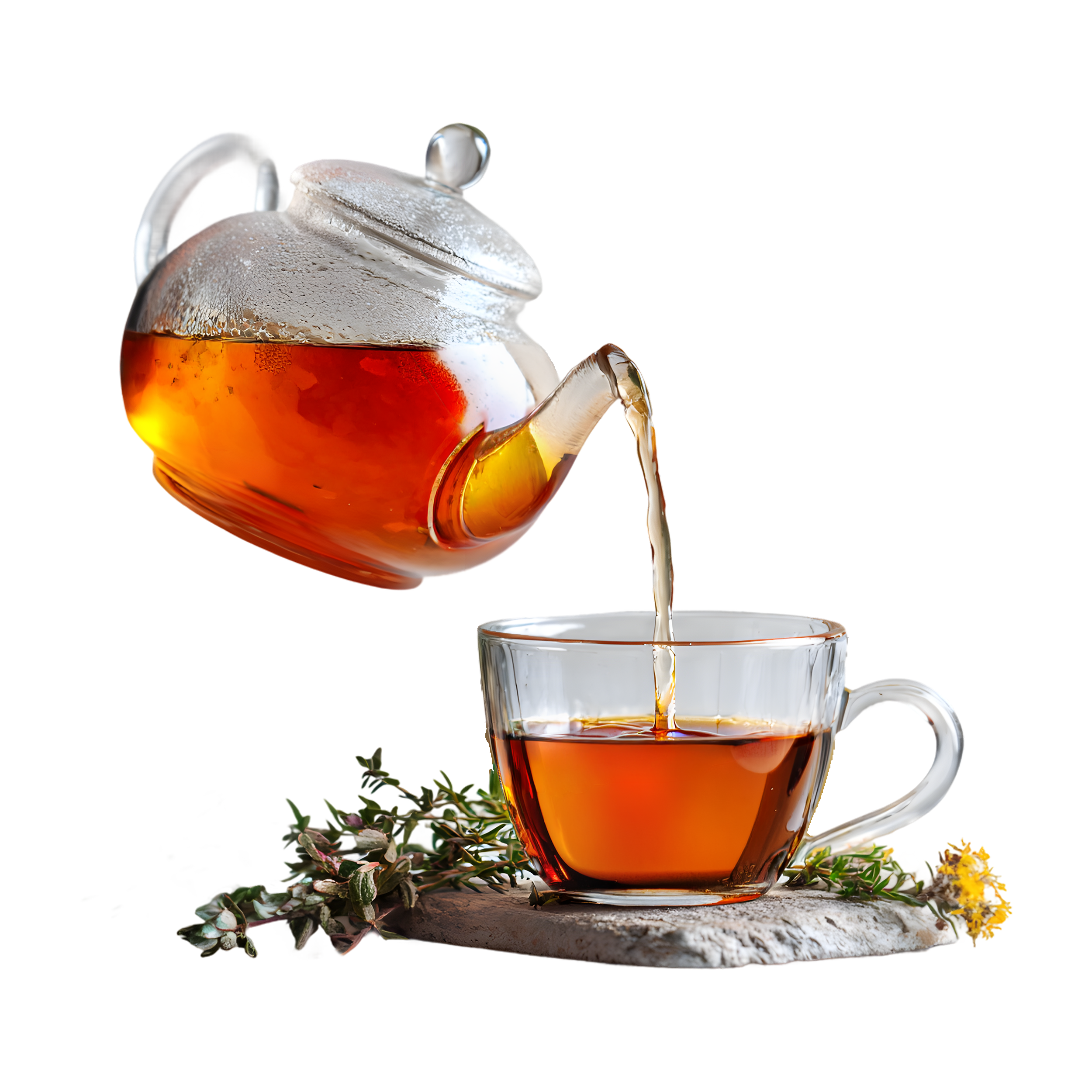Kenyan black tea pouring into cup